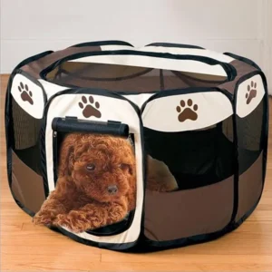 Foldable portable dog playpen for indoor and outdoor use